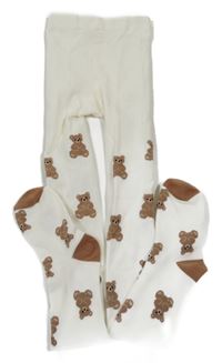 Smetanovo-hnědé punčocháče s medvídky H&M
