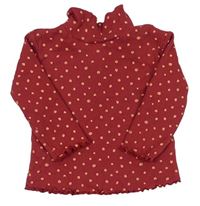 Červené rebrované bodkované tričko so stojačikom La Redoute