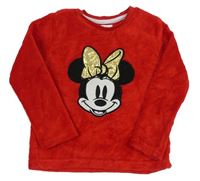 Červená chlpatá mikina s Minnie Primark