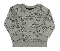 Sivá melírovaná mikina s dinosaurami Primark