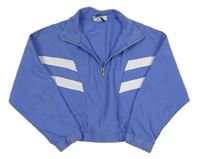 Modrofialová rebrovaná crop mikina s pruhmi zn. Primark