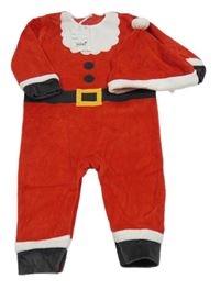 Nové - 2set - Červený sametový overal - Santa + čepice Next