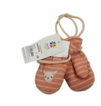 Nové - Starorůžovo-růžové pruhované fleecové palcové rukavice na šňůře so srnkou Topomini