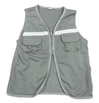 Sivá prepínaci vesta s pruhom a vreckami Shein