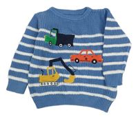 Modro-biely pruhovaný sveter s autami Nutmeg