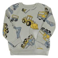 Světlešedá mikina se stavebními stroji Primark