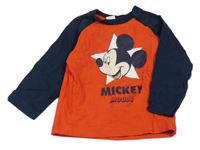Červeno-tmavomodré triko s Mickeym Disney