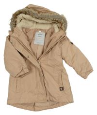 Pudrová šusťáková zimní parka s kapucí s kožešinou Topomini