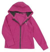 Fuchsiová fleecová propínací mikina s vločkami a kapucí