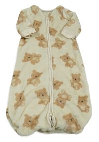 Béžový chlupatý podšitý spací pytel s medvědy Next