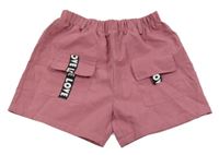 Starorůžové šusťákové kraťasy s kapsami