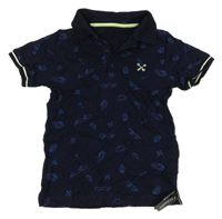 Nové - Tmavomodré polo tričko s obrázky Dunnes