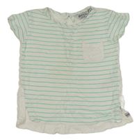 Bielo-tyrkysové pruhované tričko s vreckom Regatta