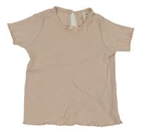 Pudrové rebrované tričko H&M