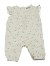 Smetanový květovaný mušelínový kalhotový overal Ergee