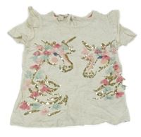 Biele trblietavé tričko s jednorožci z flitrů Monsoon