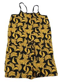 Čierny ľahký kraťasový overal s banány Zeeman