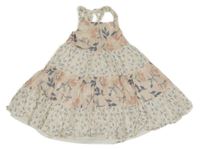 Svetloružová -biele kvetované šaty