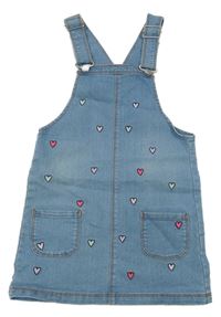 Modré rifľové na traké šaty so srdiečkami C&A