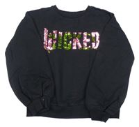 Čierna mikina s nápisem z překlápěcích flitrů - Wicked Matalan