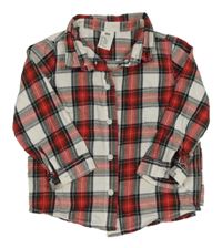Bílo-červeno-zelená kostkovaná košile H&M