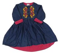 Modro-fuchsiové rifľové šaty s kvetinami Polarn O. Pyret