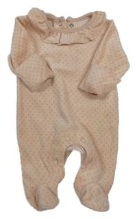 Růžový puntíkatý sametový overal s límečkem Primark