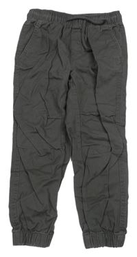 Tmavosivé plátenné cuff nohavice H&M
