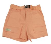 Marhuľové plátenné kraťasy s opaskom River Island
