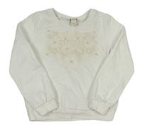 Biela ľahká mikina s čipkou a perličkami Mothercare