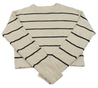 Smetanovo-čierny pruhovaný crop sveter Primark