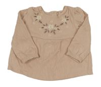 Pudrová tunika s výšivkami květů C&A