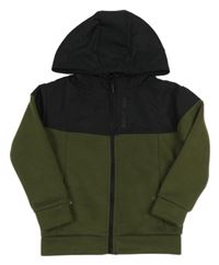 Khaki-černá propínací thermo mikina s kapucí Primark