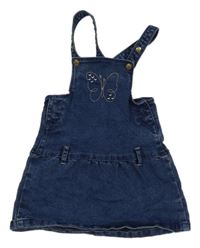 Tmavomodré laclové riflové šaty s výšivkou motýlka Orchestra