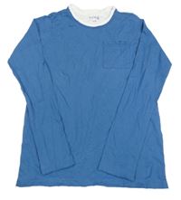 Modré triko s bílým lemem Tchibo