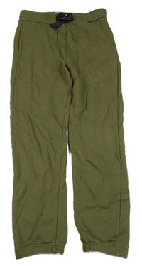 Khaki teplákové kalhoty se sponou 