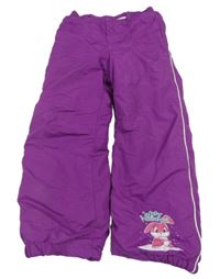 Fialové šusťákové oteplovačky s obrázky Kiki&Koko