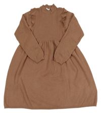 Hnědé pletené šaty Vertbaudet