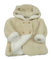 Smetanový chlupatý zateplený kabátek s kapucňou Matalan