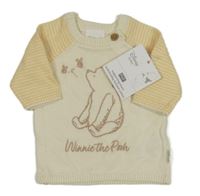 Nové - smotanový ľahký sveter s pruhovanymi rukávy a Púem F&F