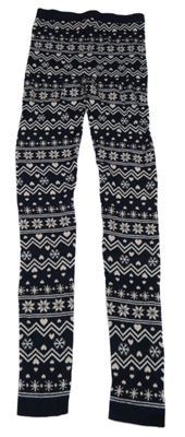 Tmavomodro-ružové vzorované úpletové legíny Pepperts