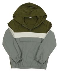 Kaki-sivá šušťáková jarná bunda s kapucňou shein