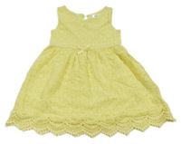 Žlté čipkové šaty s mašlíčkou H&M