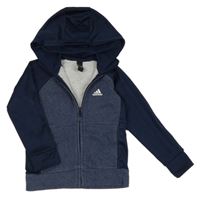 Tmavomodrá melírovaná sportovní propínací mikina s kapucí Adidas