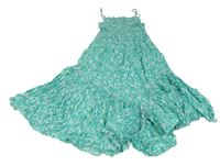 Zeleno-bílé vzorované lehké šaty 