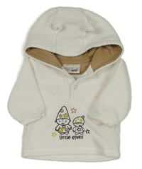 Biela fleecová mikina s obrázkom a kapucňou Ergee