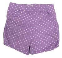 Fialové bodkovaná é kraťasy