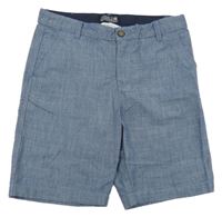 Modré melírované plátěné chino kraťasy H&M