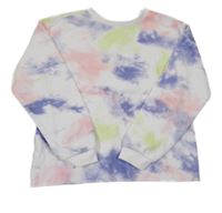 Bielo-farebná batikovaná mikina Primark