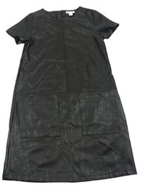 Čierne koženkové šaty s vreckami Primark